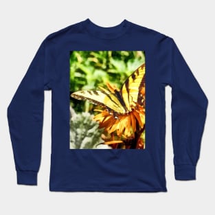 Butterflies - Tiger Swallowtail on Yellow Wildflower Long Sleeve T-Shirt